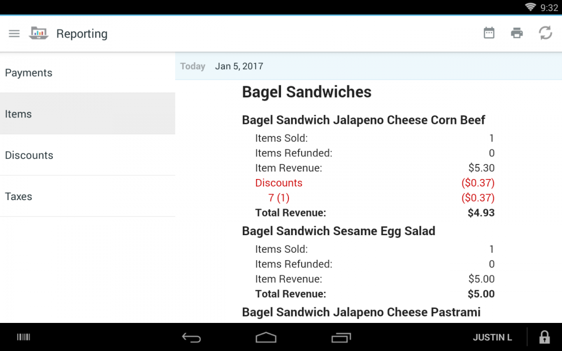 clover sales report Brilliant POS